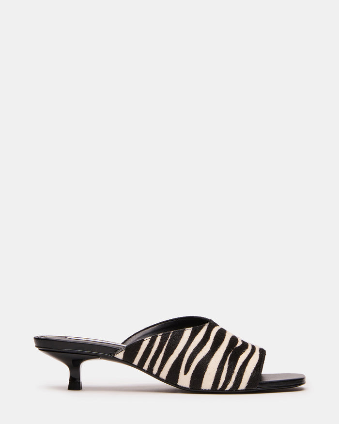 TRINA Zebra Square-Toe Mule Women's Kitten Heel | Steve Madden