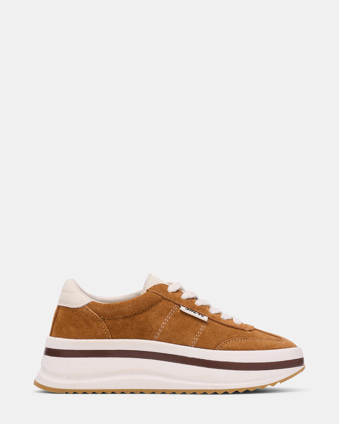 TROPHY Chestnut Multi Low-Top Lace-Up Platform Women's Sneaker | Steve Madden
