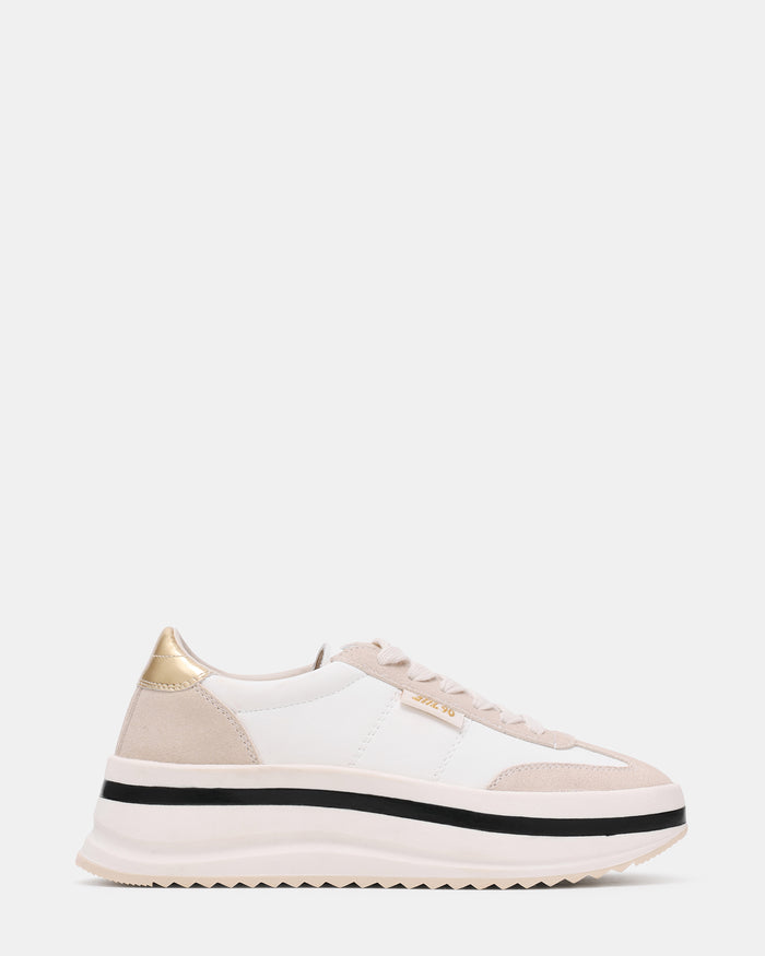 TROPHY White Multi Low-Top Lace-Up Platform Women's Sneaker | Steve Madden