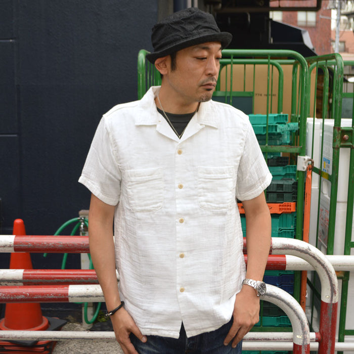 UES "552605" Herringbone Double Gauze White S/S Shirt