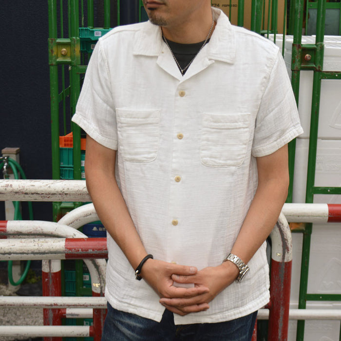 UES "552605" Herringbone Double Gauze White S/S Shirt
