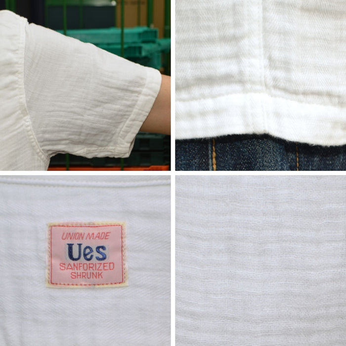 UES "552605" Herringbone Double Gauze White S/S Shirt