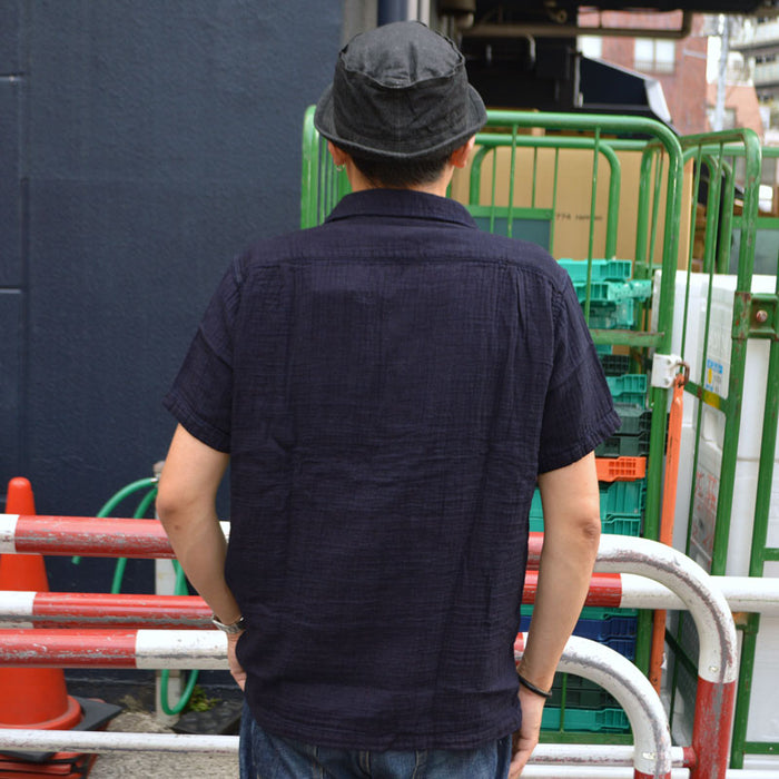 UES "552605-I" Herringbone Double Gauze Indigo S/S Shirt
