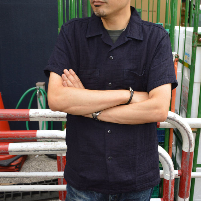 UES "552605-I" Herringbone Double Gauze Indigo S/S Shirt