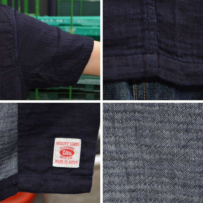 UES "552605-I" Herringbone Double Gauze Indigo S/S Shirt