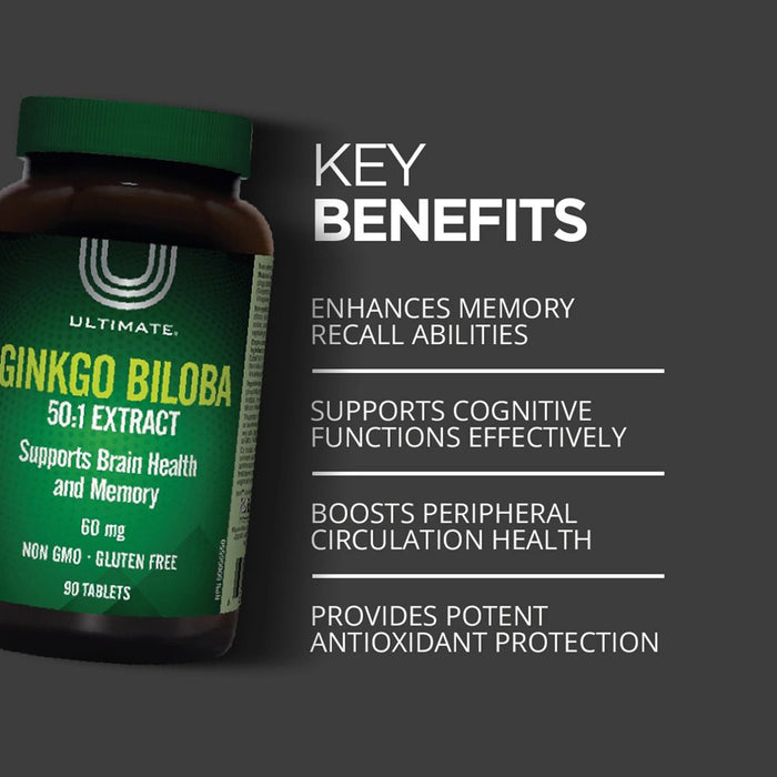 Ultimate Ginkgo Biloba 60mg 50:1 Extract - 90 Tablets, Herbal Supplements