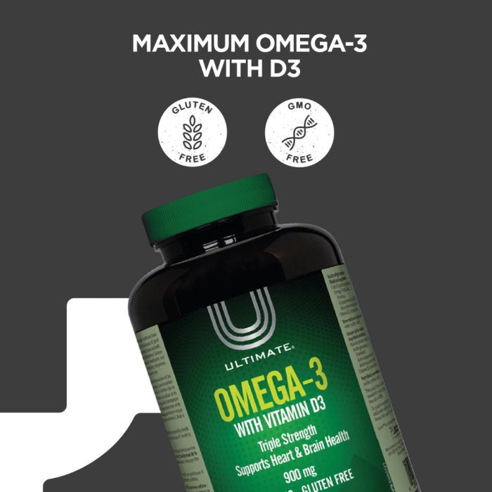 Ultimate Omega-3 Triple Strength 900mg with Vitamin D3 - 65 Softgels, Supplements