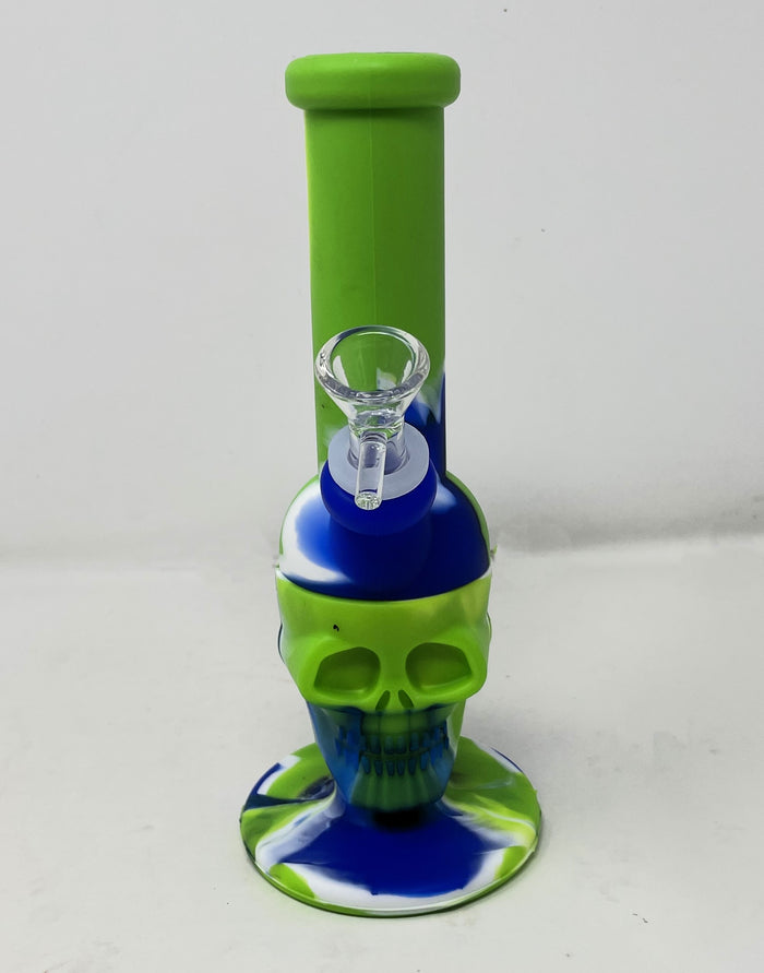 Unbreakable 8" Detachable Silicone Skull Water Bong 14mm Male Slide Bowl