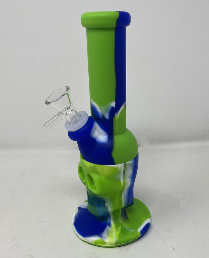 Unbreakable 8" Detachable Silicone Skull Water Bong 14mm Male Slide Bowl