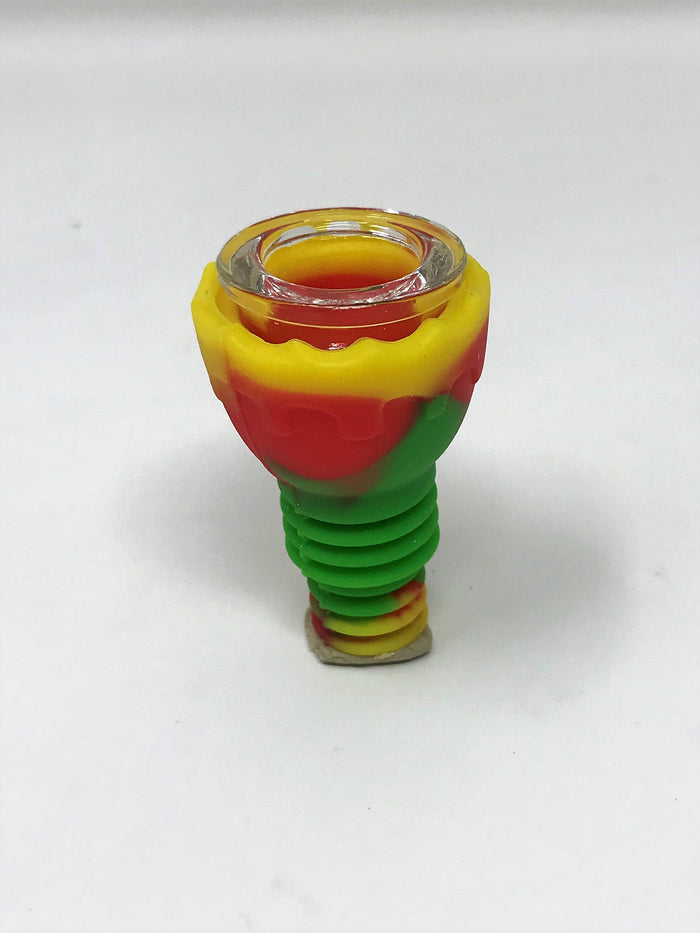 Unbreakable Detachable Silicone 14" Bong Ice Catcher Silicone Bowl Silicone Pipe - Rasta Colors