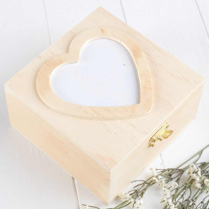 Unfinished Wooden Heart Photo Box