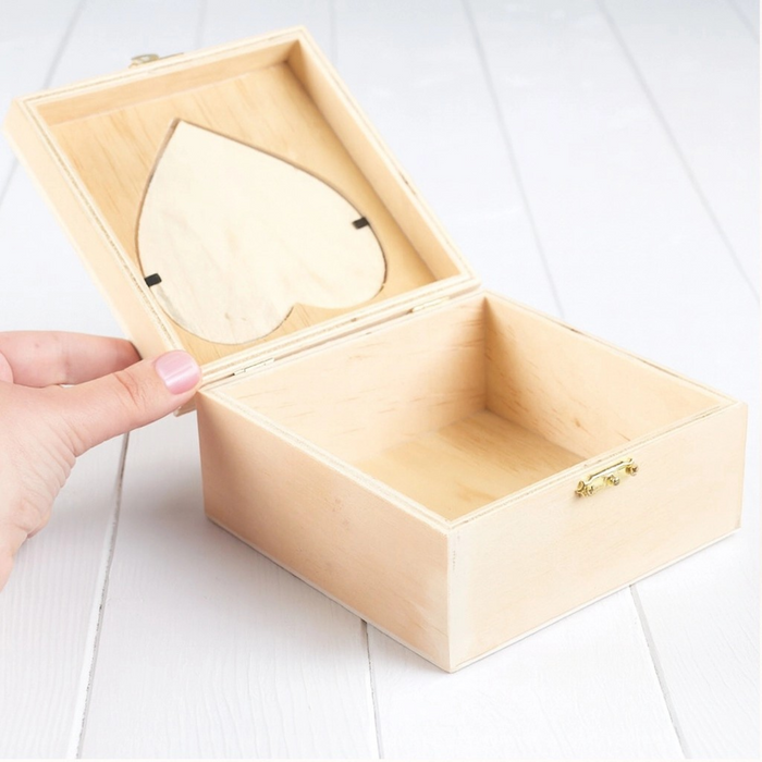 Unfinished Wooden Heart Photo Box
