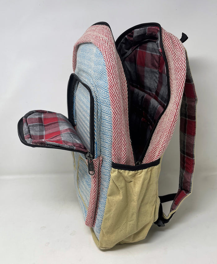 Unisex Multi Pocket Pure Hemp Backpack Laptop Pocket