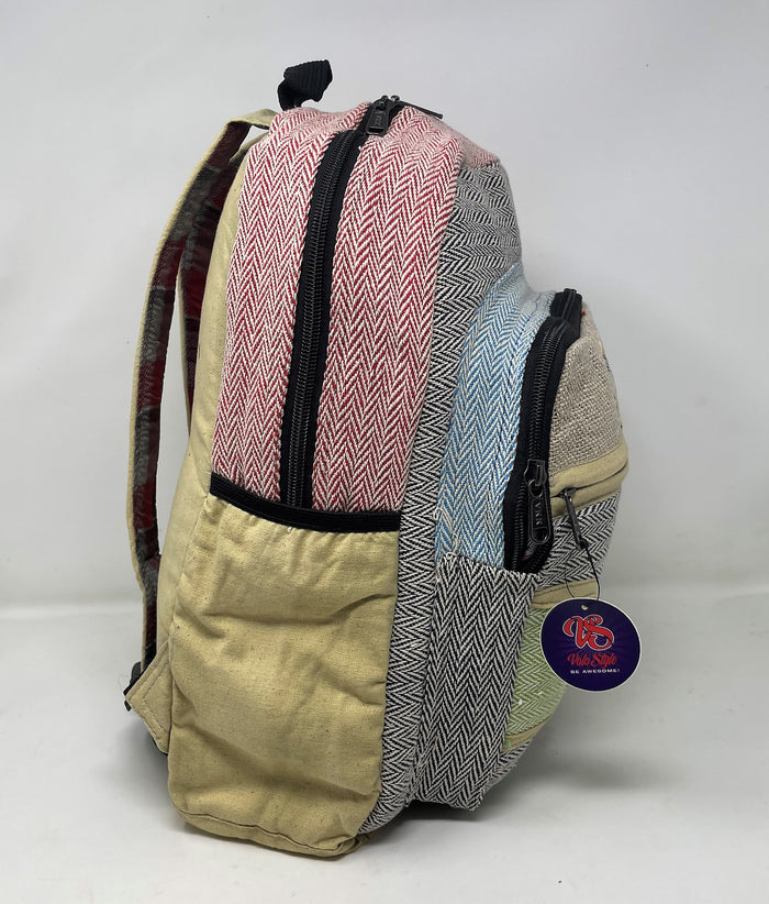 Unisex Multi Pocket Pure Hemp Backpack Laptop Pocket