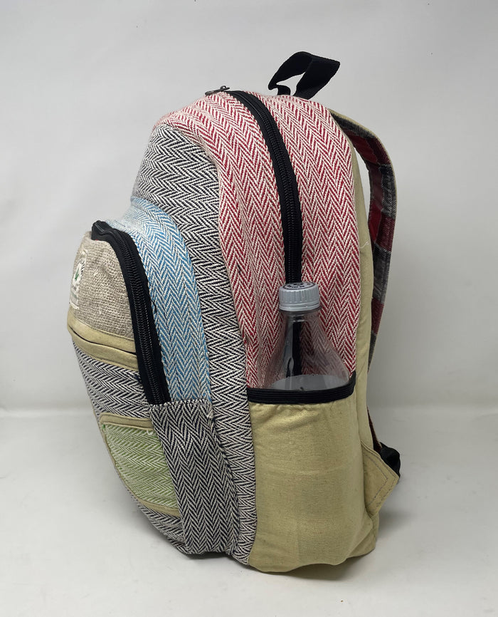 Unisex Multi Pocket Pure Hemp Backpack Laptop Pocket