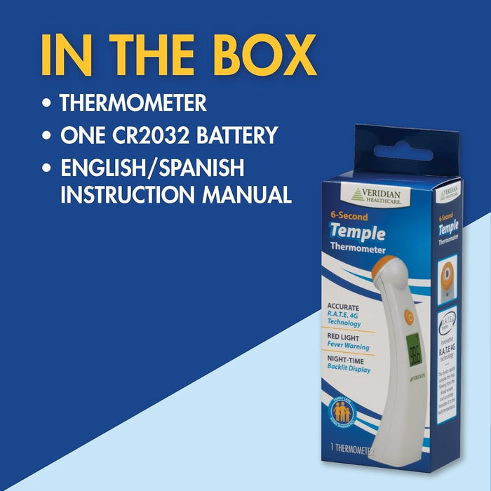 Veridian Temporal Contact Thermometer, LCD Display - 09-330-Single - LL Medico
