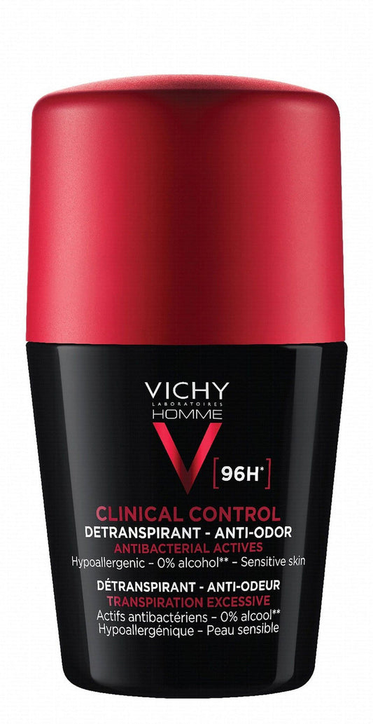 Vichy Hypoallergenic 96H Antiperspirant & Anti-Marks Roll-On Deodorant for Sensitive Skin, 50ml - Makkah Pharmacy