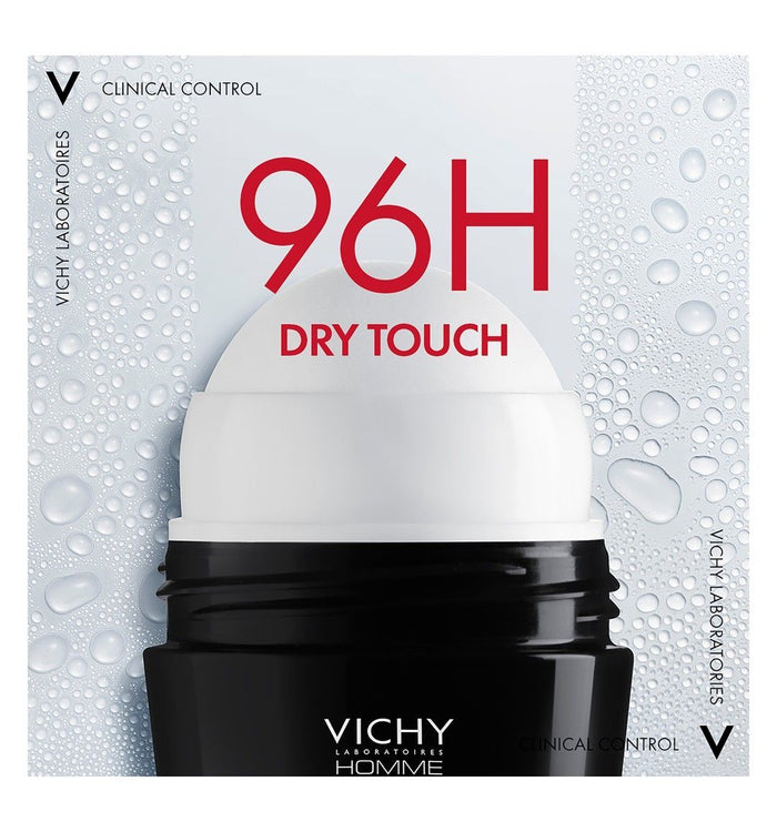 Vichy Hypoallergenic 96H Antiperspirant & Anti-Marks Roll-On Deodorant for Sensitive Skin, 50ml - Makkah Pharmacy