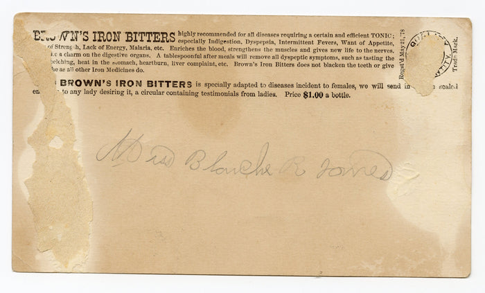 Victorian Brown's Iron Bitters Quack Medicine Trade Card, Ladies Blotter