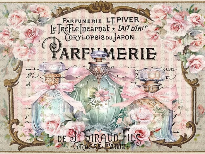 Victorian Green Perfume Rice Paper by Reba Rose Creations