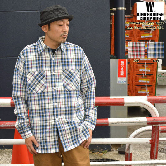 WAREHOUSE "3055 Type B" LONG SLEEVE CHECK WORK SHIRTS