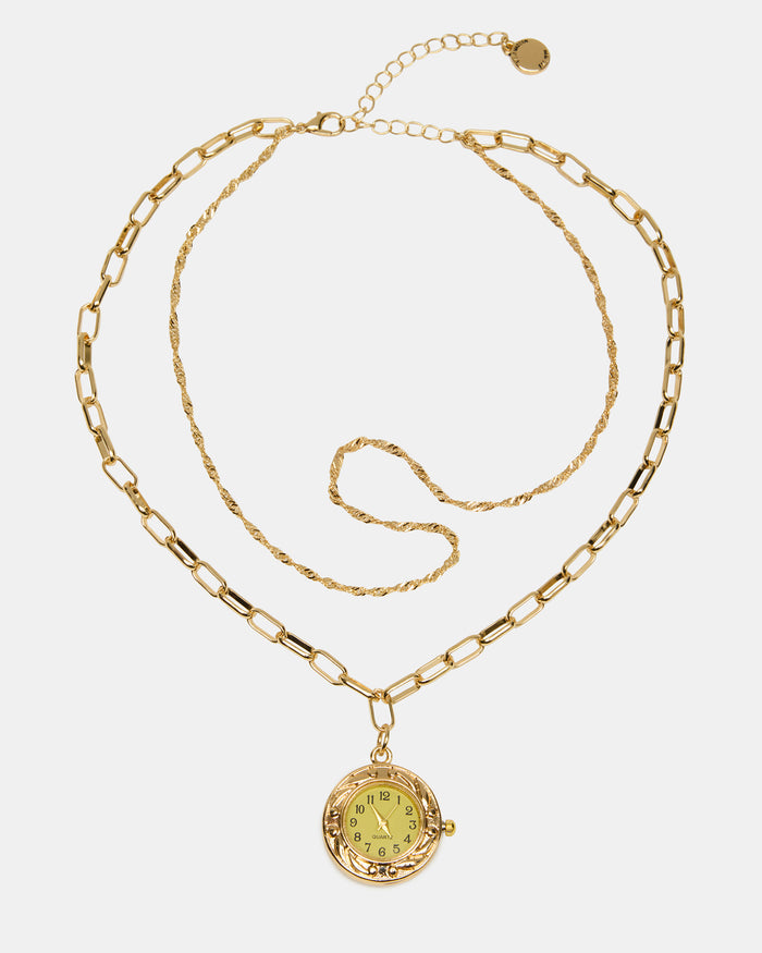 WATCH PENDANT Gold Layered Women's Necklace | Steve Madden