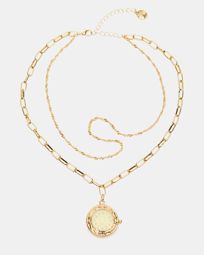 WATCH PENDANT NECKLACE GOLD