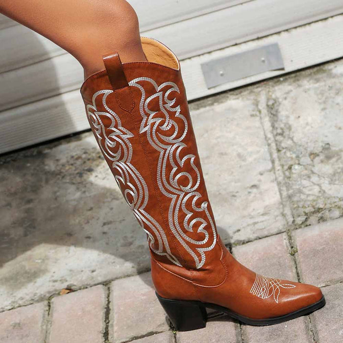 Western Boots Cowgirl Boots with Classic Embroidery-Women