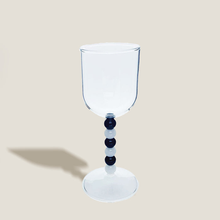 White Black Dot Glass Goblets