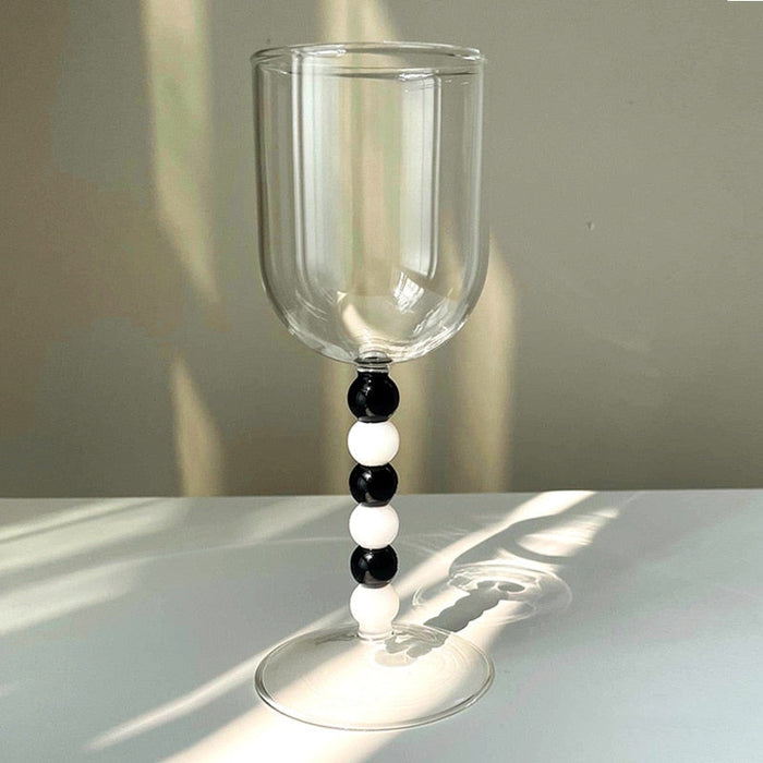 White Black Dot Glass Goblets