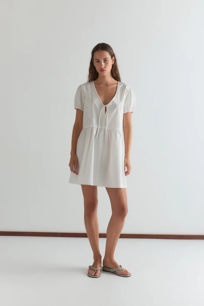 White V Pleat Dress