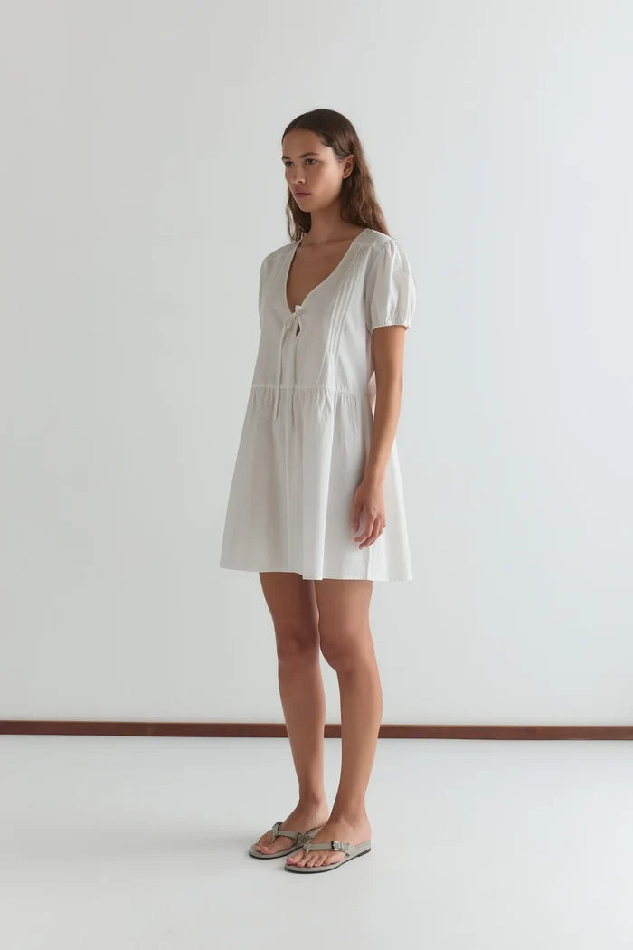 White V Pleat Dress