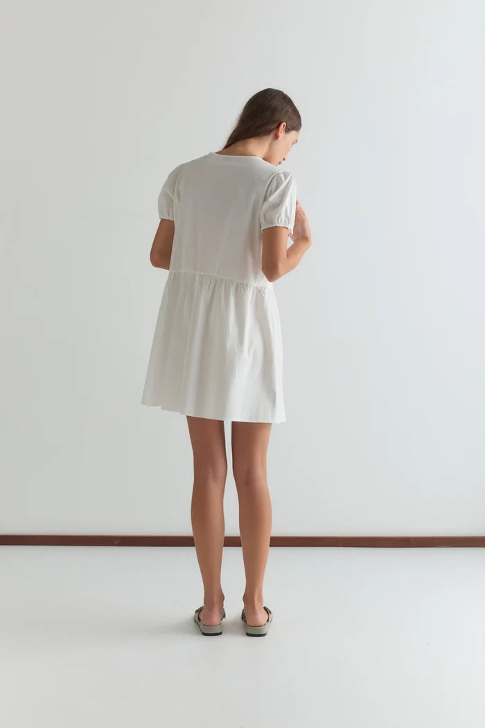 White V Pleat Dress