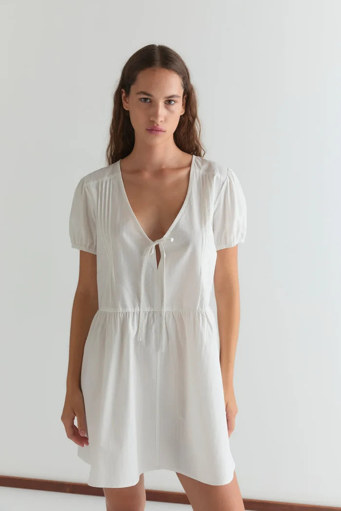 White V Pleat Dress