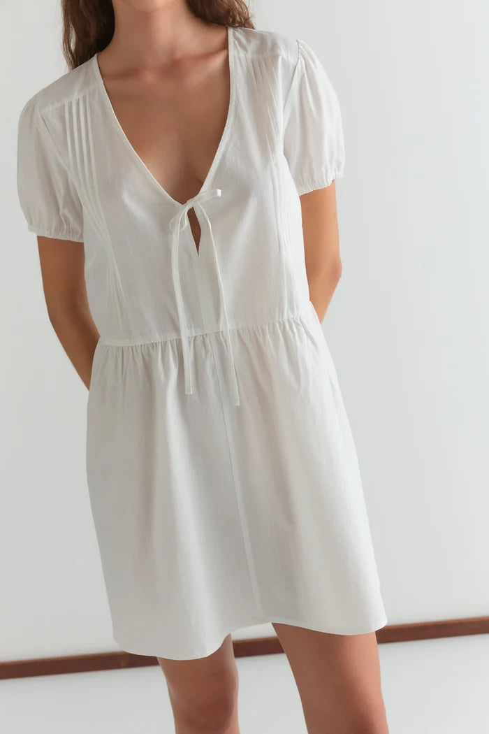 White V Pleat Dress