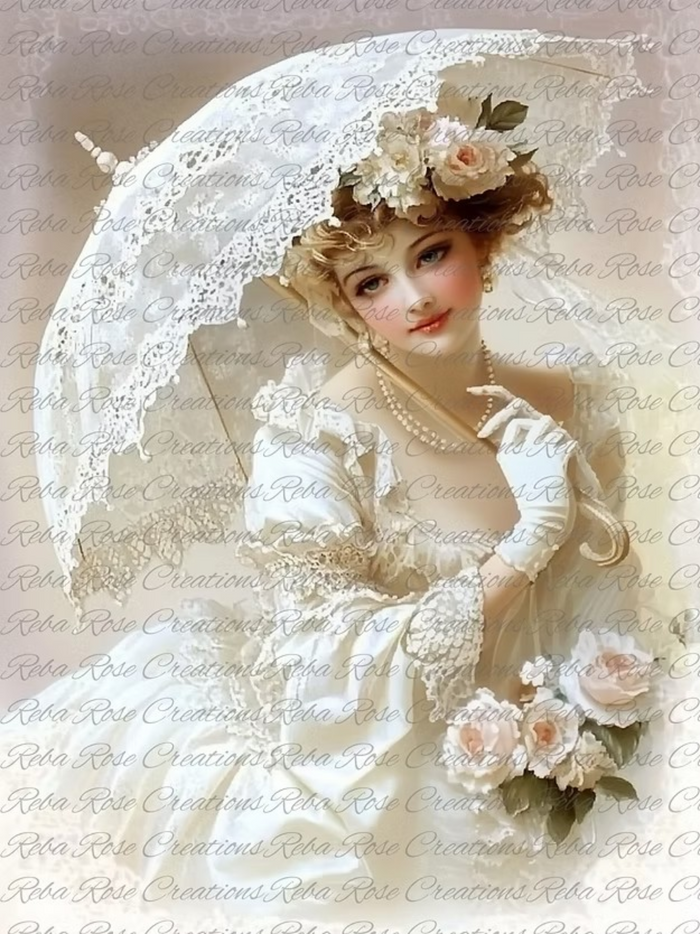White Victorian Rice Paper by Reba Rose Creations