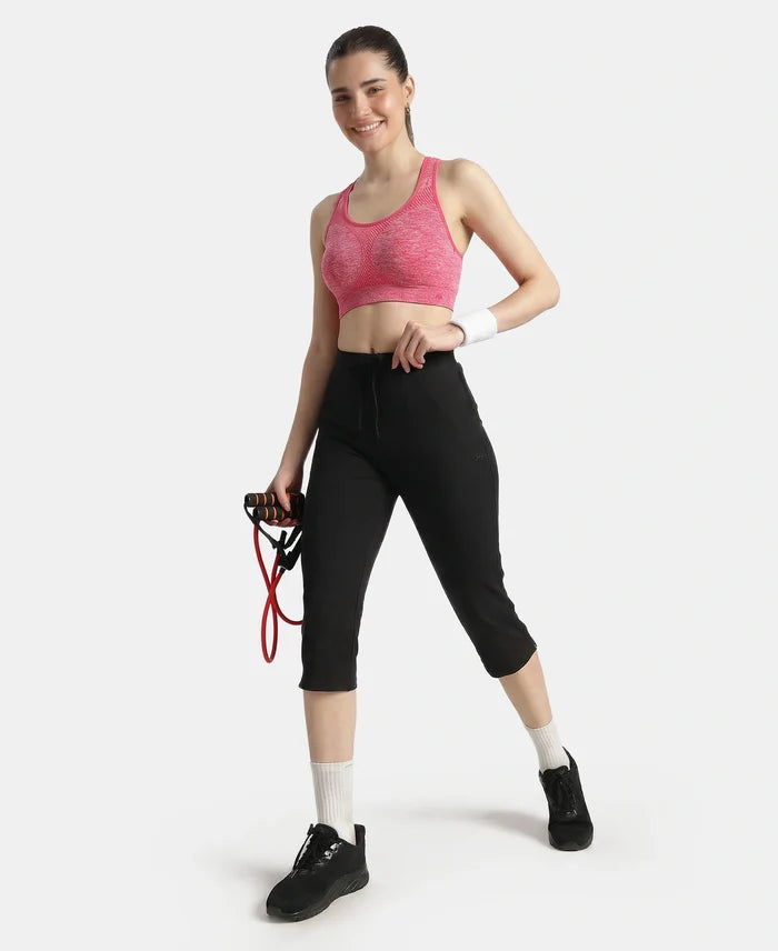 Wirefree Non Padded Micro Touch Nylon Elastane Full Coverage Reversible Active Bra With StayFresh Treatment - Ruby Melange