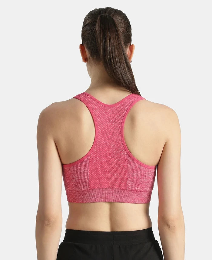 Wirefree Non Padded Micro Touch Nylon Elastane Full Coverage Reversible Active Bra With StayFresh Treatment - Ruby Melange