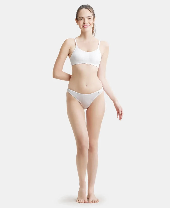 Wirefree Non Padded Super Combed Cotton Elastane Stretch Full Coverage Beginners Bra with Adjustable Straps - White