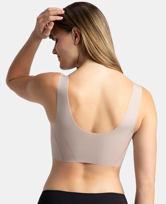 Wirefree Padded Soft touch Microfiber Elastane Bonded Tech Full Coverage Lounge Bra with 360 Degree Stretch - Mocha
