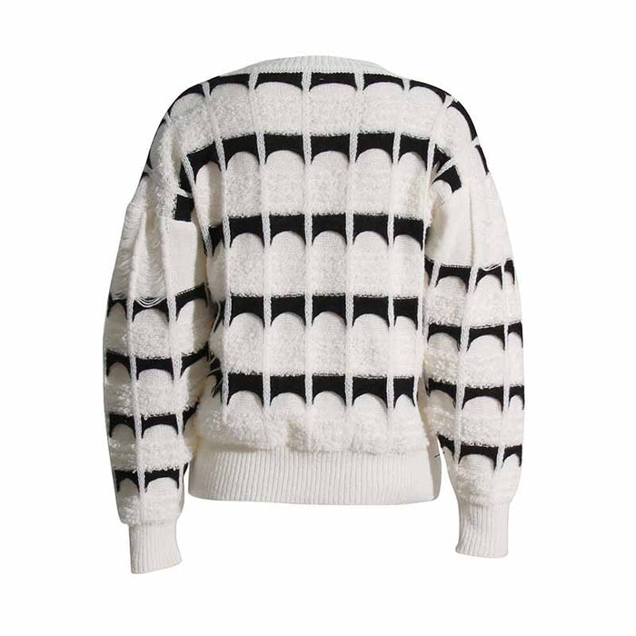 Women's Crew Neck Color Block Sweater Casual Sweater