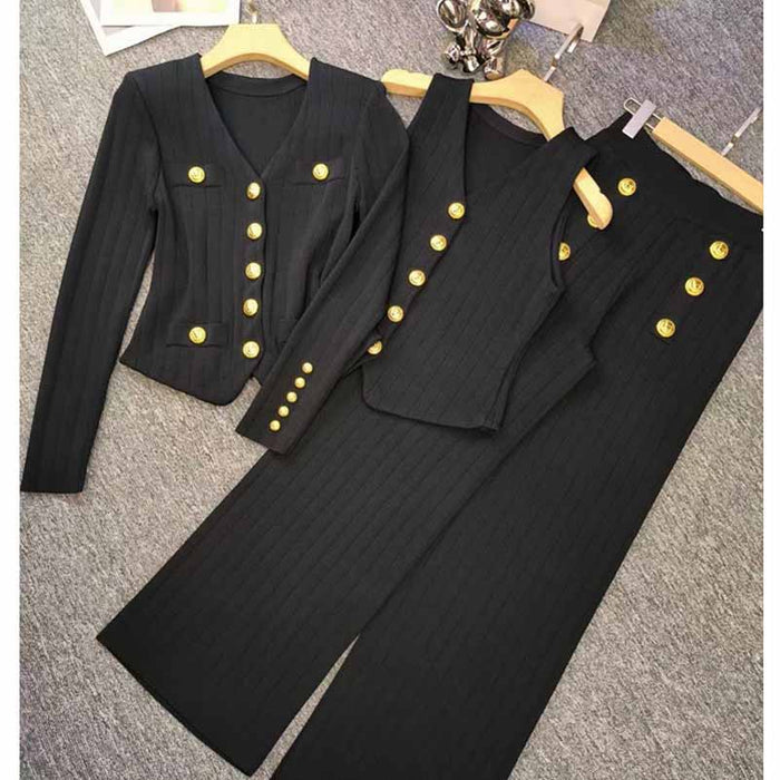 Women's Knitted Pantsuit Wedding Suit