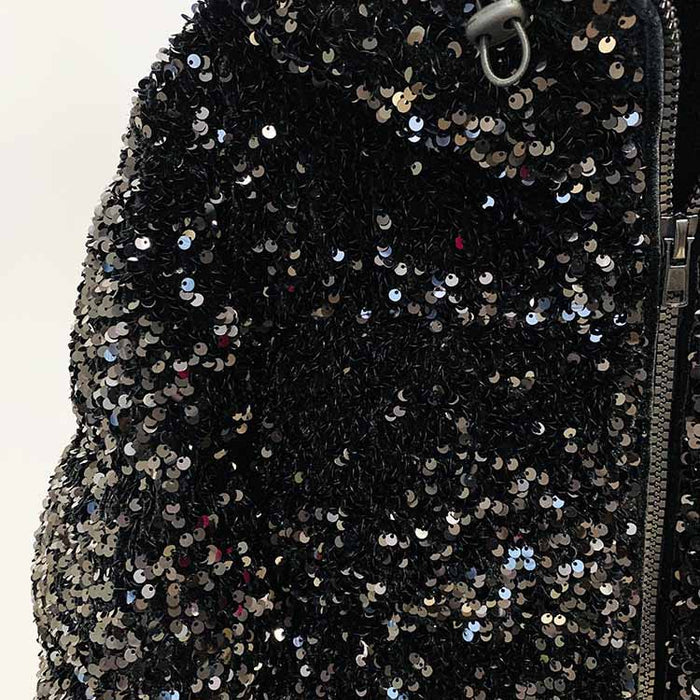 Women's Sequin Velvet Short Puffer Jacket Blingbling White duck down jacket