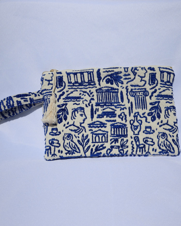 Woven Clutch Bag - Greece Print (Large Size)