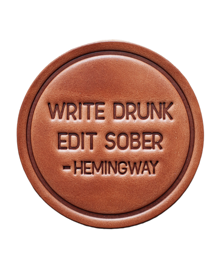 Write drunk edit sober handmade leather coaster by Sugarhouse sold by Le Monkey House