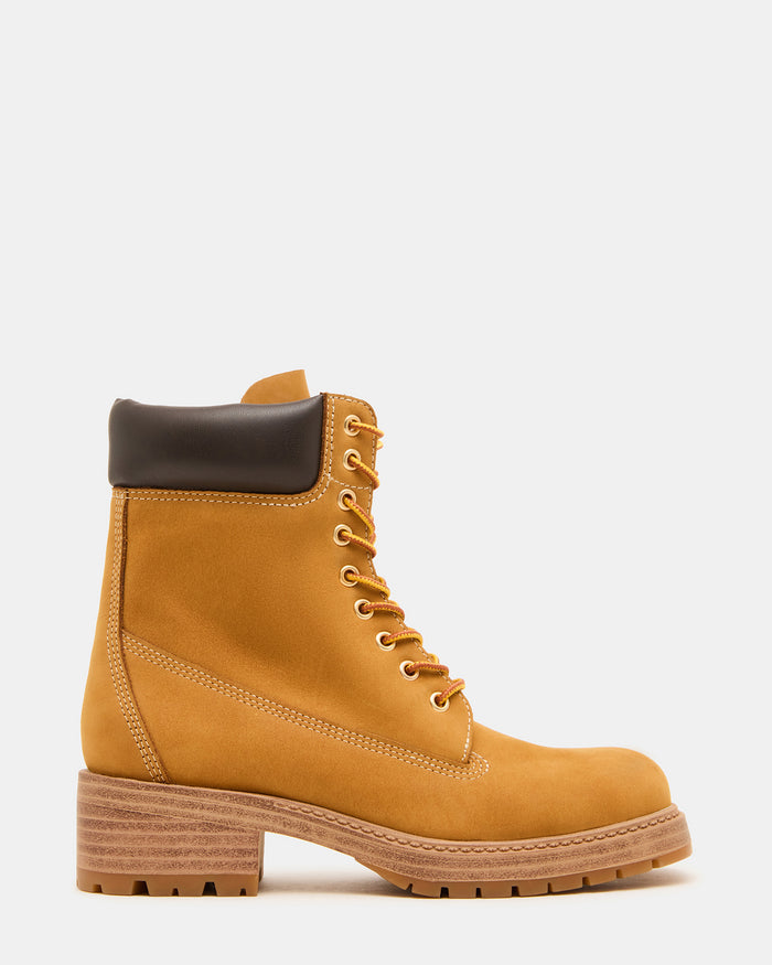 YORK Wheat Nubuck Lace-Up Combat Women's Ankle Boot | Steve Madden