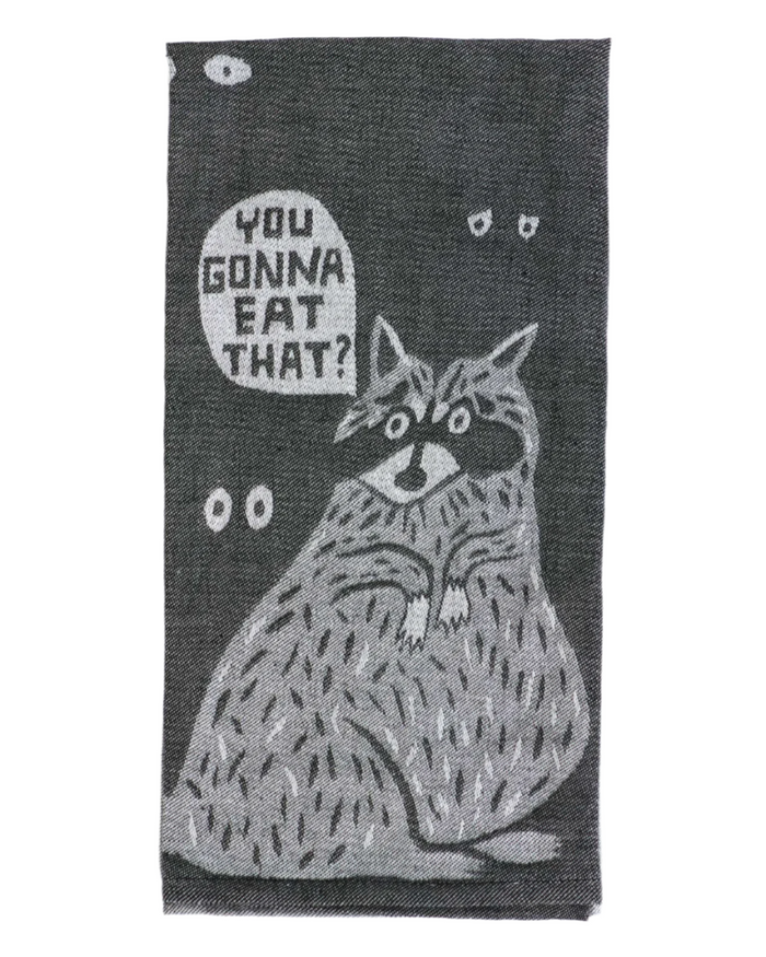 You gonna' eat that woven dish towel by Blue Q sold by Le monkey House